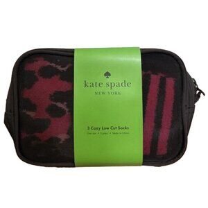Kate Spade New York 3pc Low Cut Socks In Black Mesh Bag Black, Stripe & Leopard